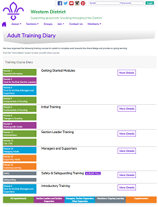 County Adult Training Diary Page