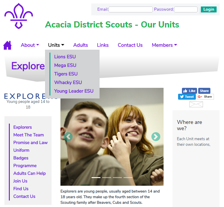 District Explorer Units Website