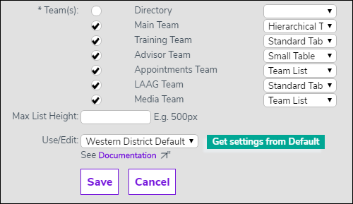 Team List Control